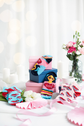 K89S Super Mama Foot Socks Italian Fashion - albastru marin/culori