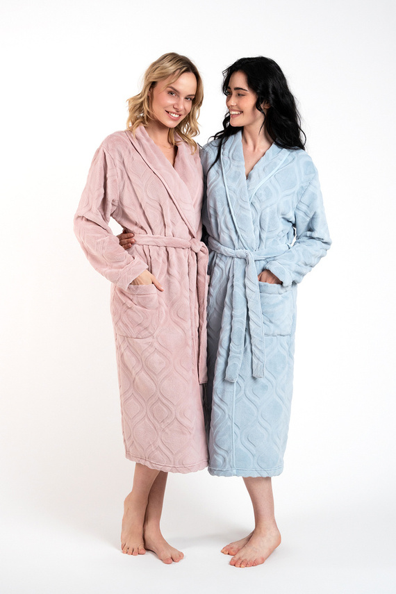 Morena Halat de baie fleece pentru femei Іtalian Fashion - roz pudră 