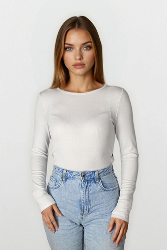 Bluză clasică de damă Eldar Irma– Bluză elastică din viscoză cu textură rib și mânecă lungă