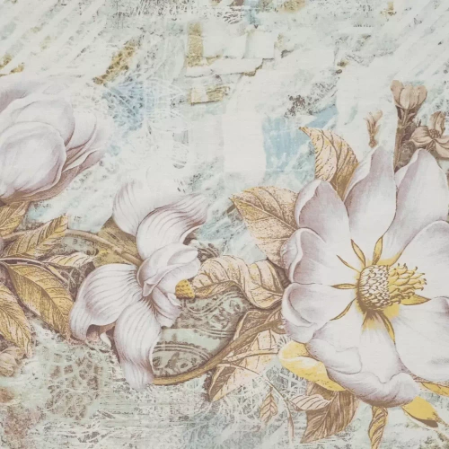 Spring 26 Flowers lenjerie de pat satin Euro perdele crem/violet