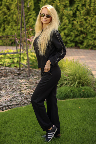 Trening de dama Maio Mirale, bumbac 95% bumbac 5% elastan, productie poloneza - set sport elegant - negru