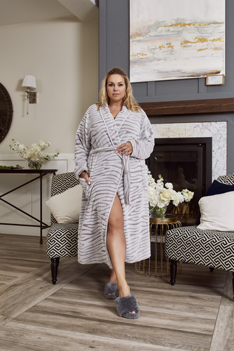 Halat din fleece pentru femei Asma Italian Fashion - gri