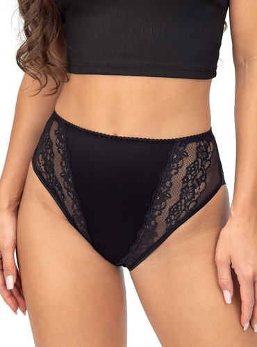 228 Donna chiloți negri – chiloți clasici de damă cu talie înaltă și dantelă