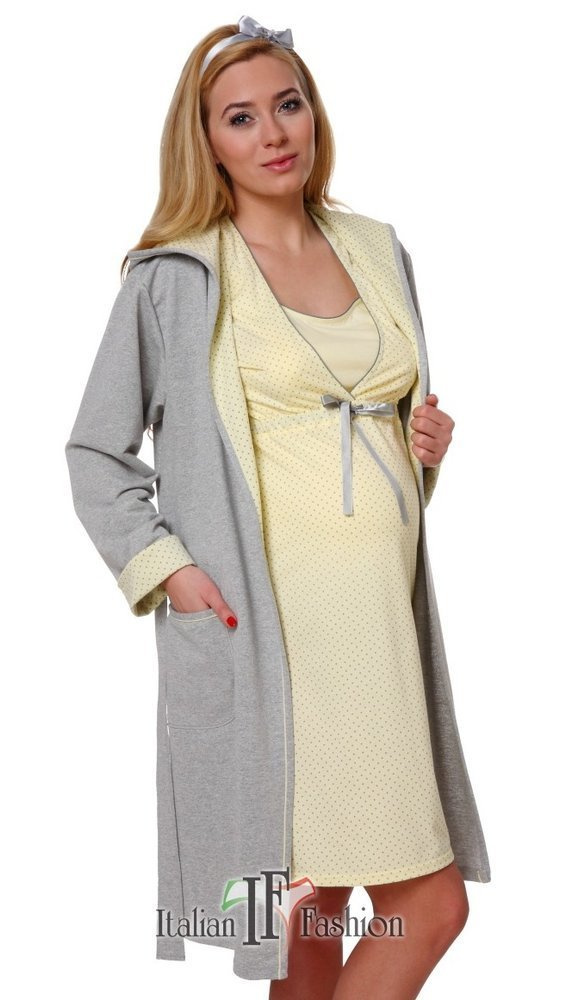 Halat confortabil pentru femei Italian Fashion- melange/galben