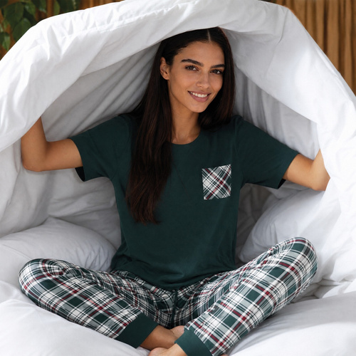 Pijamale damă Cornette 1105/497 Floris 2 roz, 100% bumbac, 3/4