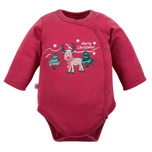 Bună reni! Body cu mâneci lungi Eevi - visiniu