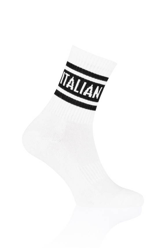 S155D Șosete lungi vintage Italian Fashion - alb/negru 