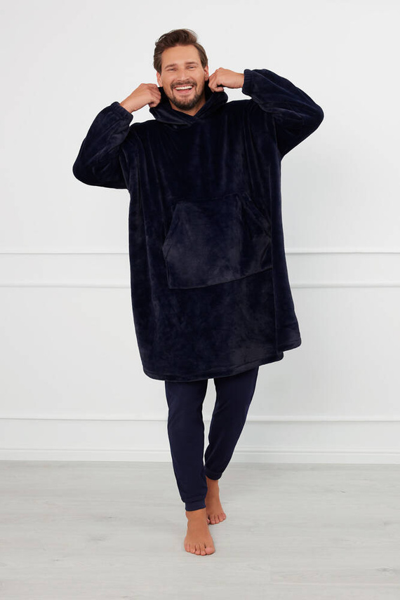 Forio Bluză cu glugă și pătură unisex Italian Fashion - albastru marin