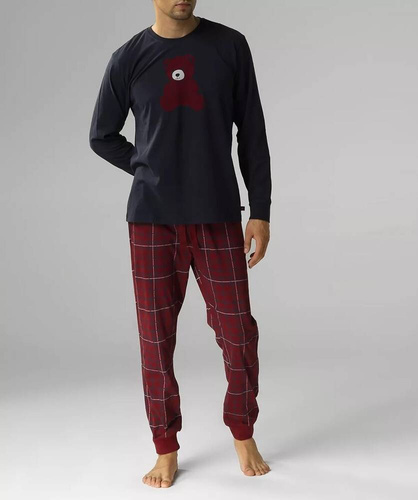 NMP-377 Pijamale bărbați cu mâneci lungi, Atlantic - bleumarin visiniu