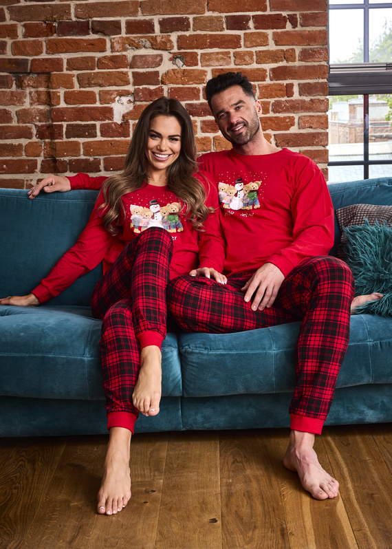 Pijamale de iarnă Cornette pentru femei 671/421 - Crăciun, roșii, bumbac, mâneci lungi
