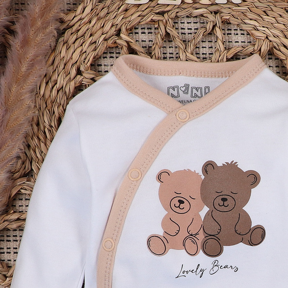 Body plic Sweet Bears Nini din bumbac organic, alb