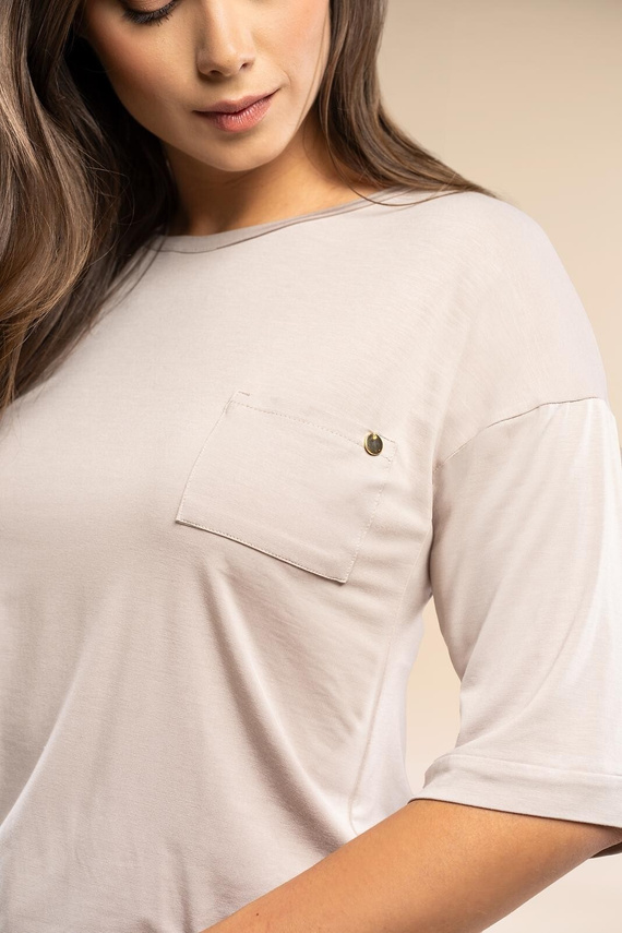 Pijamale dama MK34 Only You, bej Belle Reverie - vascoza, maneca scurta, usoara si senzuala