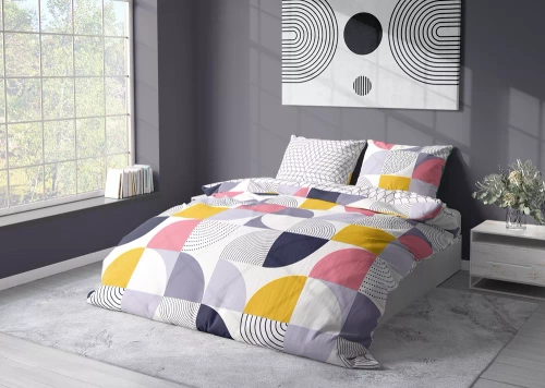 Milargo Verde 008 Lenjerie de pat din satin geometric, gri Faro