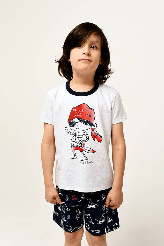 Kastos Pijama cu mânecă scurtă pentru băieți, pantaloni Italian Fashion - melange deschis