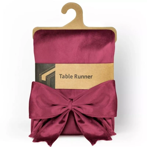 Eurofirany runner de Crăciun 32x240 din catifea cu fundă decorativă - burgund
