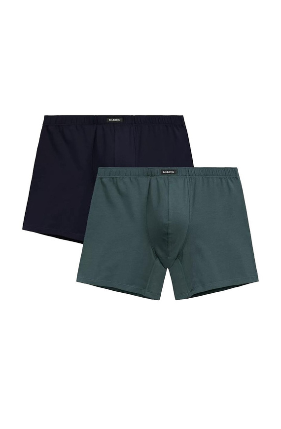 Boxer Atlantic pentru bărbați 2MH-173 Verde/Bleumarin - Croială slim, Bumbac, Set de 2