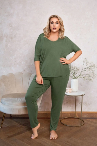 Set cu mânecă scurtă pentru femei Paramo, lungime. pantaloni Italian Fashion - kaki