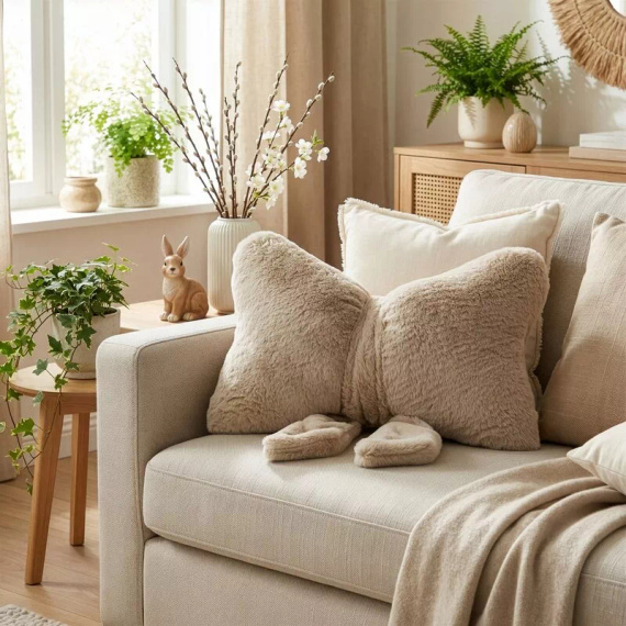 Eurofirany Wiosna 135 – pernă decorativă 37x10x30 cu fundă beige