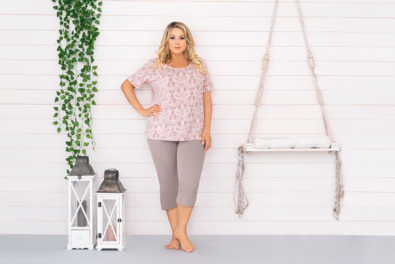 Kalmia Pijamale pentru femei cu mânecă scurtă, pantaloni 3/4 Italian Fashion-print 