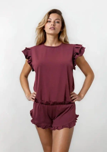 Pijama damă Dkaren Lulu 2 bumbac set pantaloni scurți confort