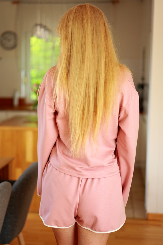 Alex Mirale – Set trening din trei piese dama | Hanorac + pantaloni + pantaloni scurți | Producție poloneză - roz