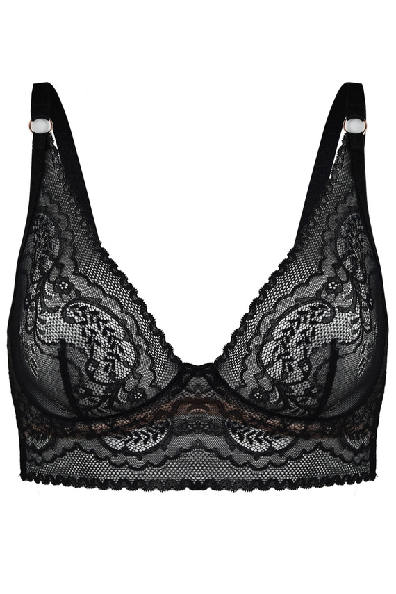 19236 Feel Milano Bralette Long Black – sutien din dantelă cu bretele prelungite