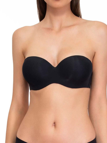 1580 Fantastic sutien push-up - bandeau, microfibra Sielei, negru