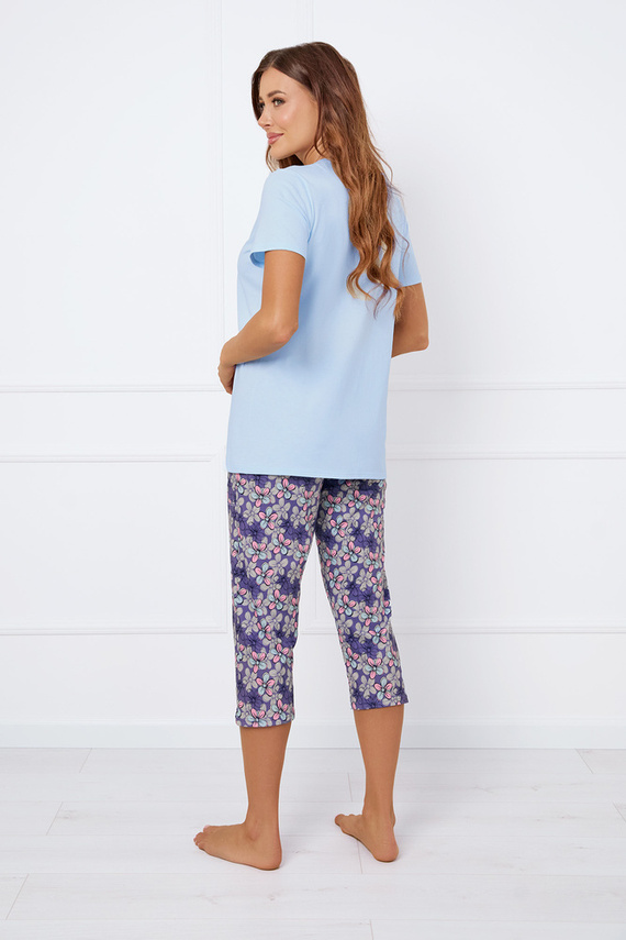 Carbonia Pijama cu mânecă scurtă pentru femei, pantaloni 3/4 Italian Fashion - albastru/print