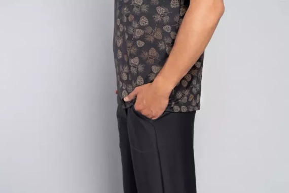 Pinus Pijamale pentru bărbați cu mânecă scurtă, pantaloni lungi Italian Fashion- print/grafite