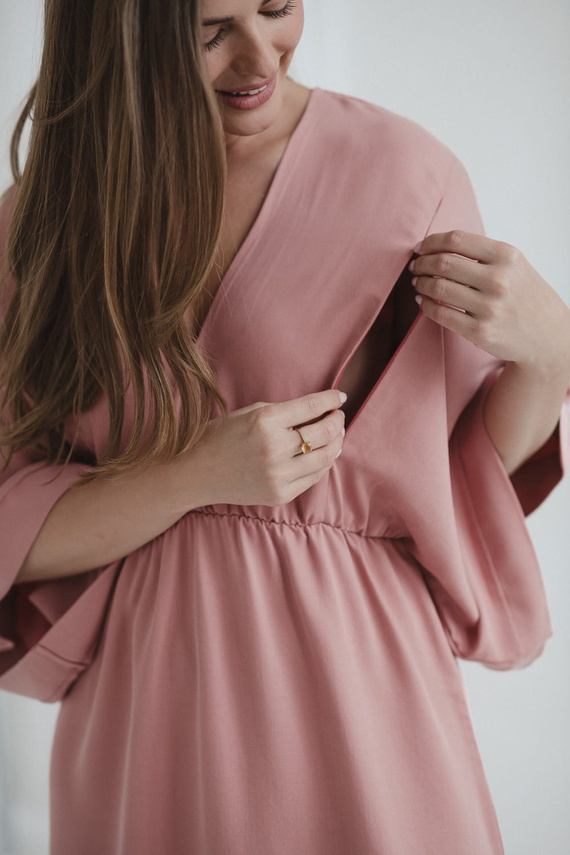 Mama Zen Milk&Love herbal rose – rochie de maternitate si alaptare din Tencel