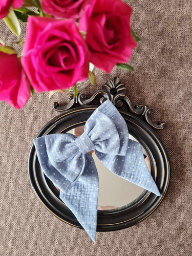 KMN16 Arc de păr de muselină cu închidere automată Marija - albastru