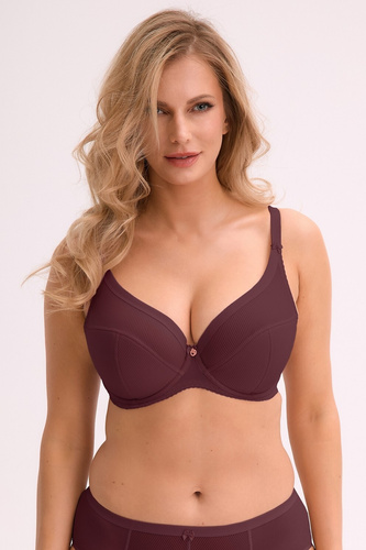 Sutien semi-soft BS 1058 Sonia Wino Gaia – microfibră în relief, interior cu bumbac, susținere stabilă, bretele fixe, vișiniu