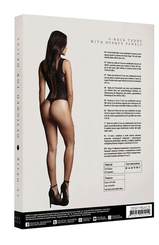 Body DES019 Le Désir negru cu decupaje și decolteu S-L, XL-4XL