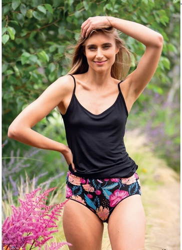 Chiloți damă bambus maxi bikini Key LPF 516 negru-fucsia comozi