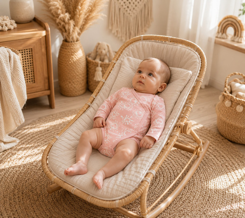 Body bebeluș cu închidere tip petrecut Mamatti BD16326 roz din bumbac cu inimioare