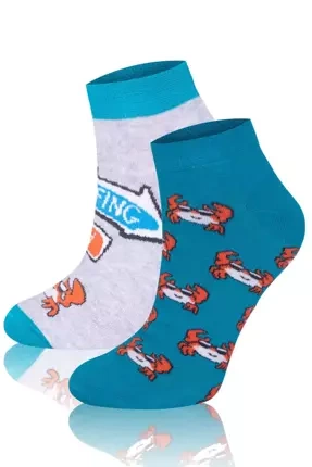 S138S Krab Socks șosete de picior Italian Fashion - turcoaz/portocaliu/mielange deschis