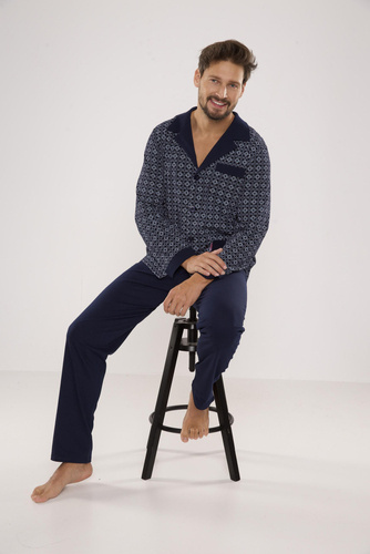 538 Carlo Pijama pentru bărbați De lafense - albastru marin + pătrat