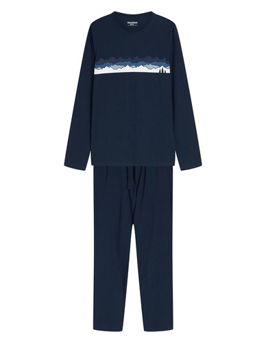 Henderson Froze 45492 Pijamale bărbați lungi 100% bumbac Navy