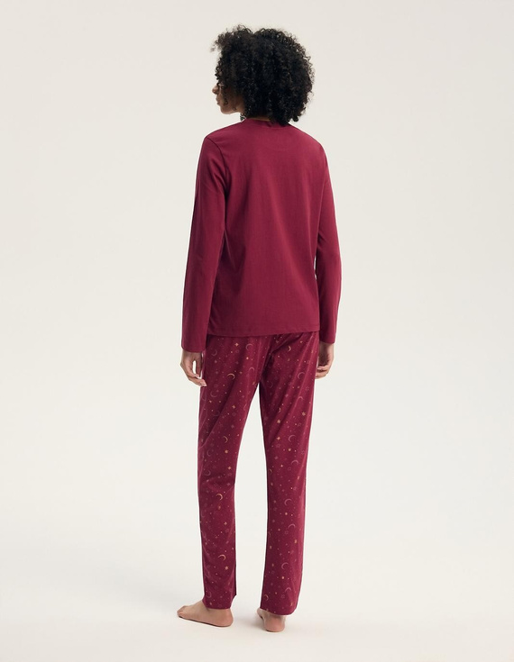 Pijamale damă Henderson 45439 Gilly Carmine 100% bumbac mânecă lungă