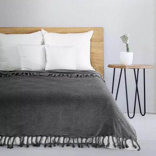 Cuvertura de pat Emma Patura cu franjuri, perdele euro, otel