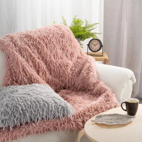 Pătură Adore, pătură de blană pufoasă, Eurodrape, pudră