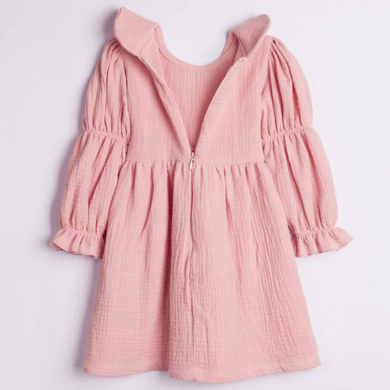 Rochie pentru fete Nicol 224286 din mușelin 100% bumbac, mânecă lungă