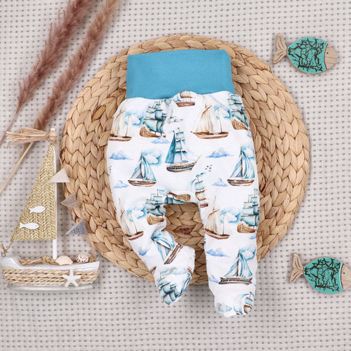 NINI ABK-0051/ZAG Ship set pentru bebeluși, 4 piese, din bumbac organic 100%