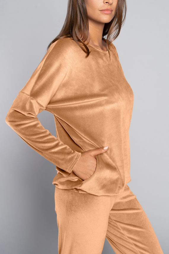 Set lung pentru femei Juga. mânecă, lungime. pantaloni camel de modă italiană 