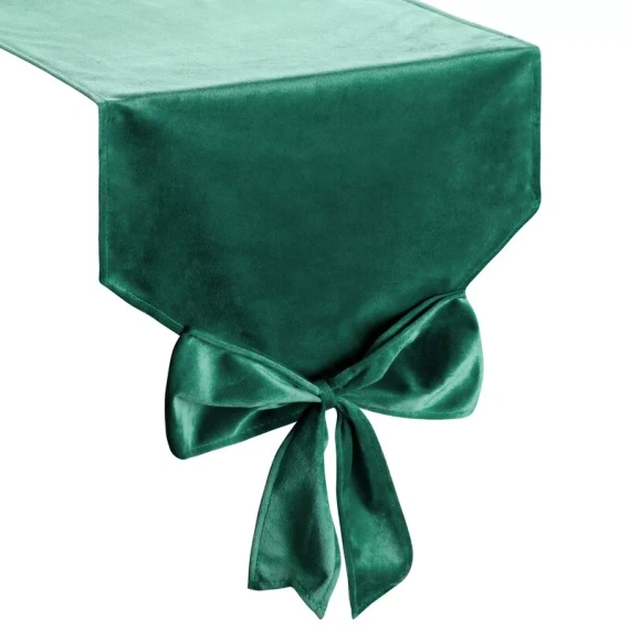 Eurofirany runner de Crăciun 32x240 din catifea cu fundă decorativă - verde