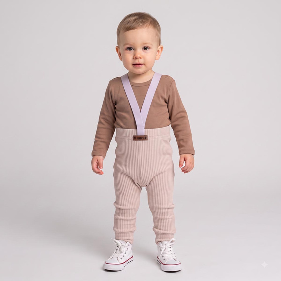 227098 Nicol BENEK Body pentru bebeluși maro mânecă lungă bumbac capse