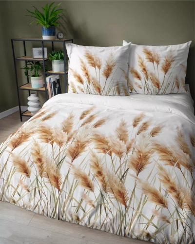 5329 A Lenjerie de pat din satin Ierburi de Pampas Detexpol auriu