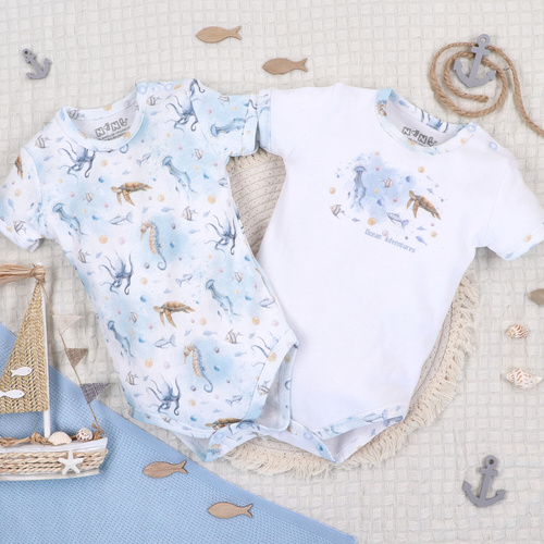 ABN-5448 Body Nini din bumbac organic Sea Of Joy – bumbac organic, mâneci scurte