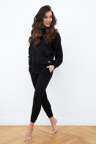 Parma Ladies set cu mânecă lungă, pantaloni Italian Fashion - negru