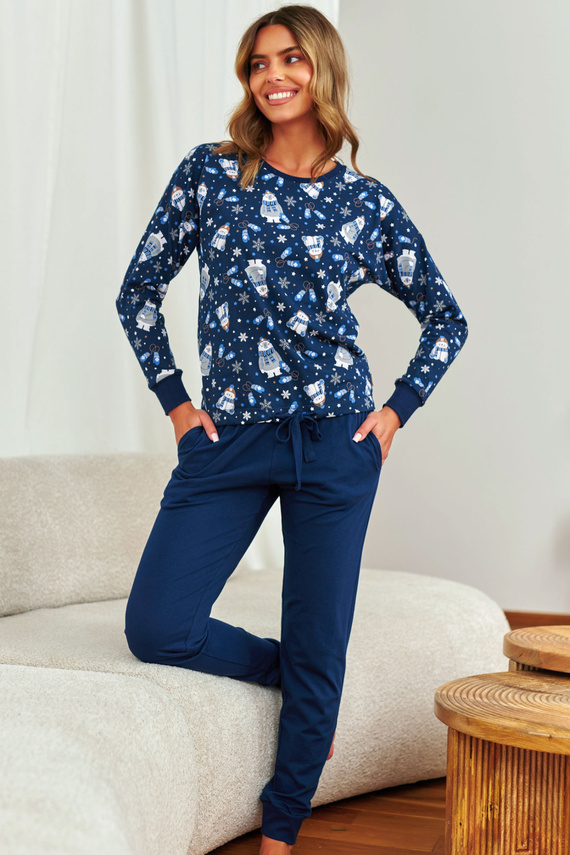 Set pijamale pentru femei 5272 Doctor Nap - Ursuleț confortabil, bumbac, mâneci lungi și pantaloni